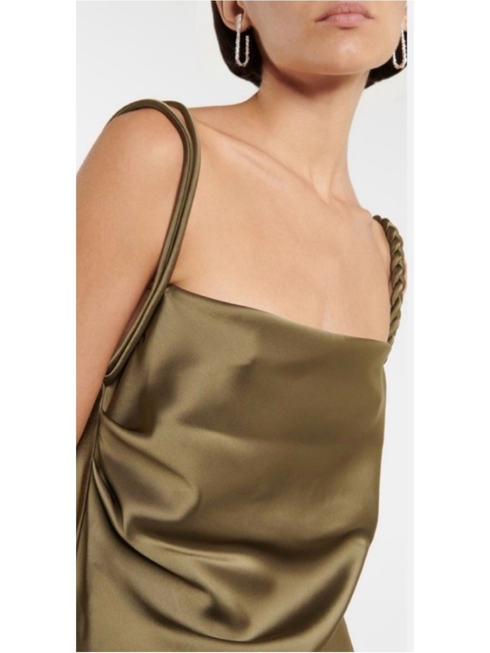 NWT House of Harlow 1960 Olive Green Slip Dress with Braided Detail, Size XL - Picture 4 of 14
